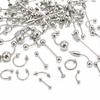 15/60/85 Pcs Body Piercing Jewelry Decor Unisex Tongue Nose Nail Navel Ring Set