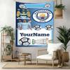 Manchester City Custom Your Name Wall Decor Tapestry Art For Pet Memorial Birthdaywedding Party Backdrop Family Gift