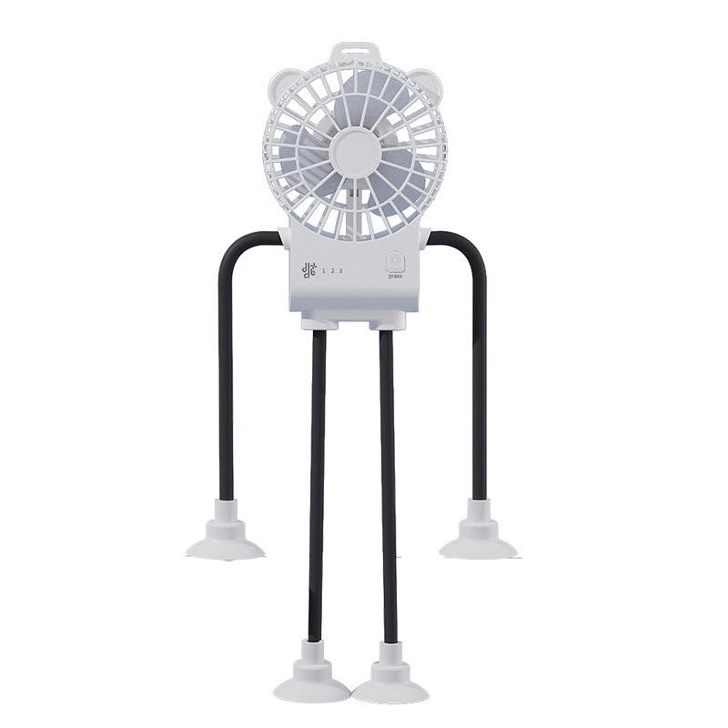 Ventilador de escritorio portátil recargable con luz LED y soporte de ventosa para hogar y oficina