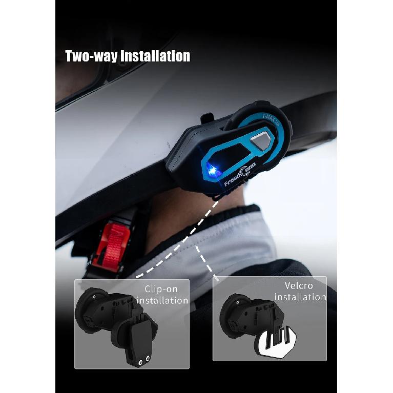 Freedconn T Max Pro Мотоциклетная гарнитура Bluetooth для шлема, 6 водителей, BT 5.0, 1200 м, FM, Мотоциклетный интерком, Коммуникатор, Наушники