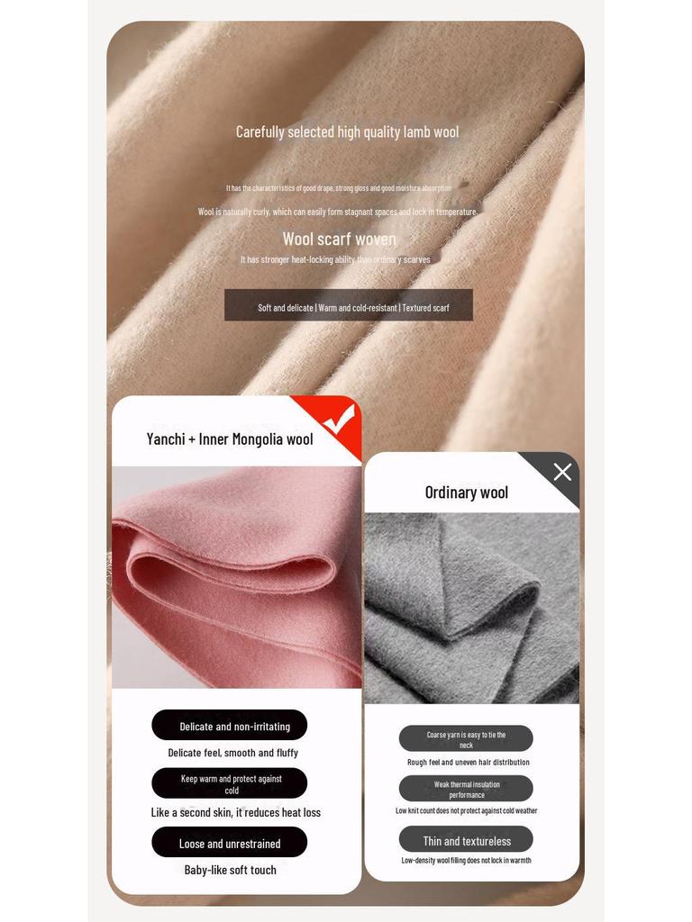 Unisex Retro Wool Scarf - Thick, Warm, and All-Match for Autumn and Winter