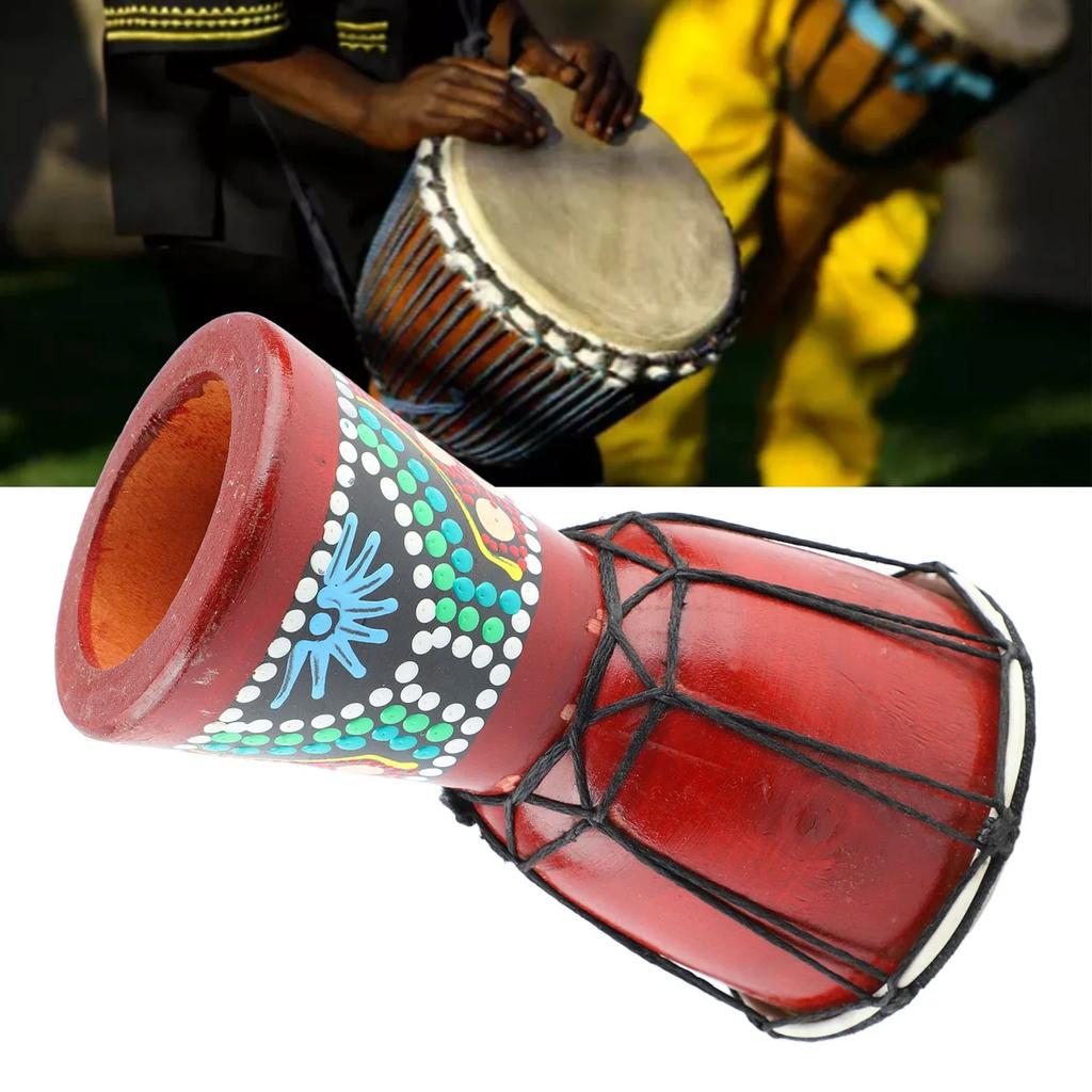 Африканский барабан 5 дюймов Деревянный джембе Ручной перкуссионный инструмент Четкий звук для детей Взрослых Африканский ручной барабан Африканский барабан Барабан джембе