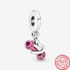 New Arrival 925 Sterling Silver Little Yellow Duck Pink Air Balloon Charm Fit Fashion Bracelet Necklace Jewelry Gift Making