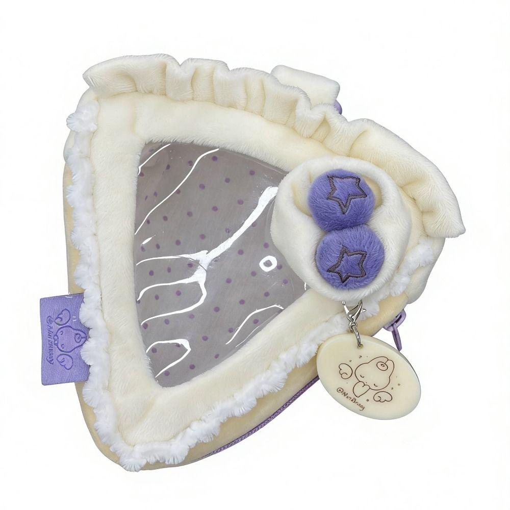 Heart Keychain Charm Clear Window Storage Pouch Zipper Closure Strawberry Cake Bag Gifts