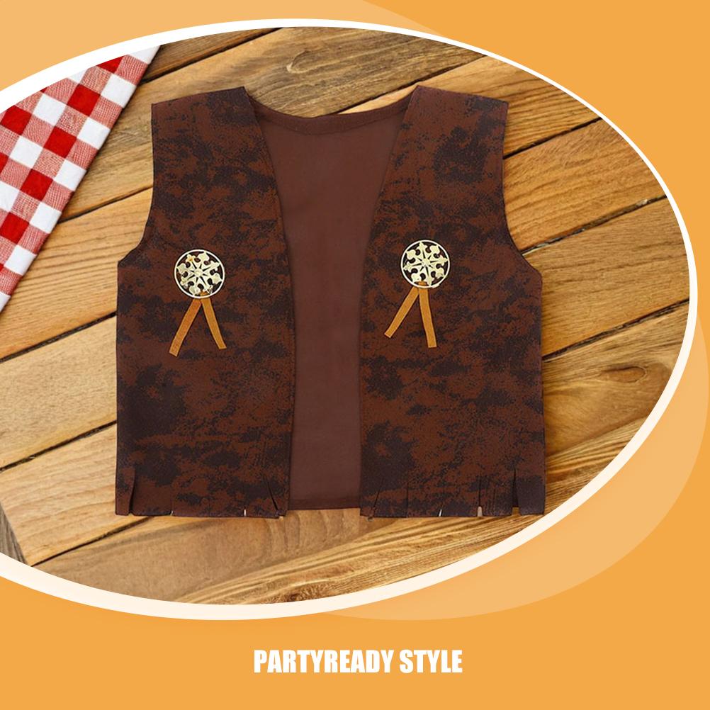 1 set Kids Cowgirl Outfit Set Halloween Costume Wild West Party Dress Western Costume Set Toddler Children Cosplay Suit Denim