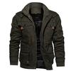 Winter Men's Hooded Fleece Thickened Medium and Long Jacket Middle and Young Large Size Cotton Washed Military Tooling Jacket