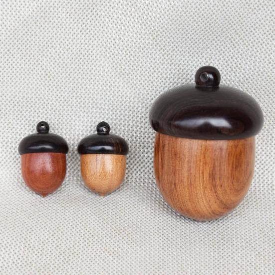 1/5Pcs Mini Acorns Storage Box Solid Wood Pill Box Outdoor Portable Rosewood Acorns Tablets Storage Case Container Organizer Sealed Can