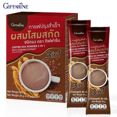 Giffarine Кофейный микс Порошок 3 в 1 с экстрактом женьшеня, 20 г x 20 пакетиков 41205