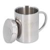 Stainless Steel DoubleLayer Coffee Cup with Handle Children"s Cup with Lid Heat Insulation and