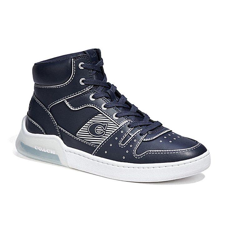 Coach CitySole Кожаные Высокие Стильные Скейтбордические Ботинки Мужские Темно-синие CA361-UEK
