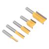 5Pcs Straight Router Bit Set Carbide Tipped 2 Flute Cut Bits for Trimming Cutter Yellow