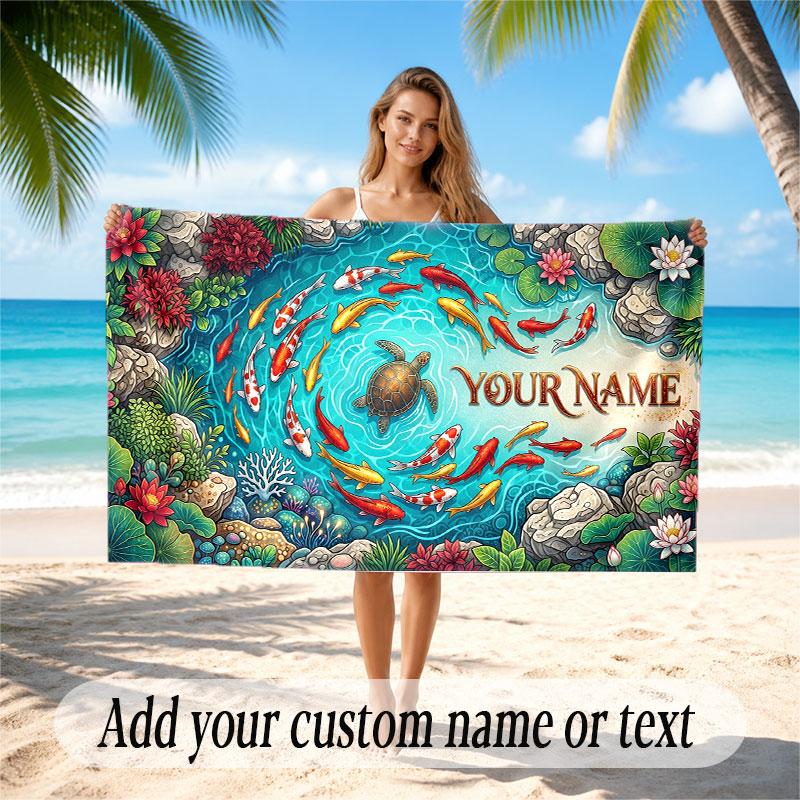 Music General Theme Beach Towel Personalized Custom Name & Text Soft Quick Dry Beach Towel for Swimming Travel