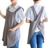 Ninonly Women's Stylish and Simple H-Shaped Home Apron, Solid Cotton, Easy To Put On and Take Off, with Pockets, Gray