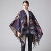 Geometric Rhombus Tassel Lengthened and Thickened Imitation Cashmere Autumn and Winter Travel Split Shawl Cape