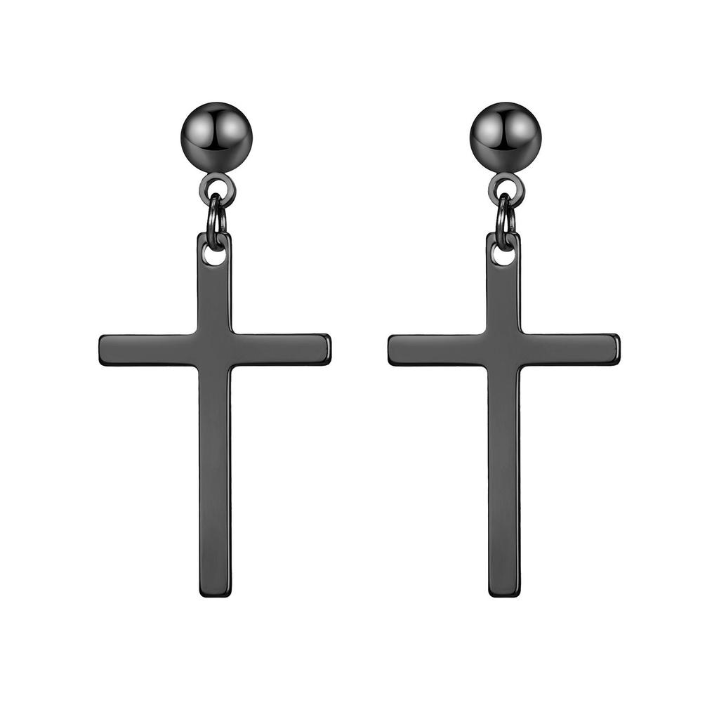 Трендовые серьги-крестики из титановой стали Простые серьги-гвоздики из нержавеющей стали унисекс со стальными шариками