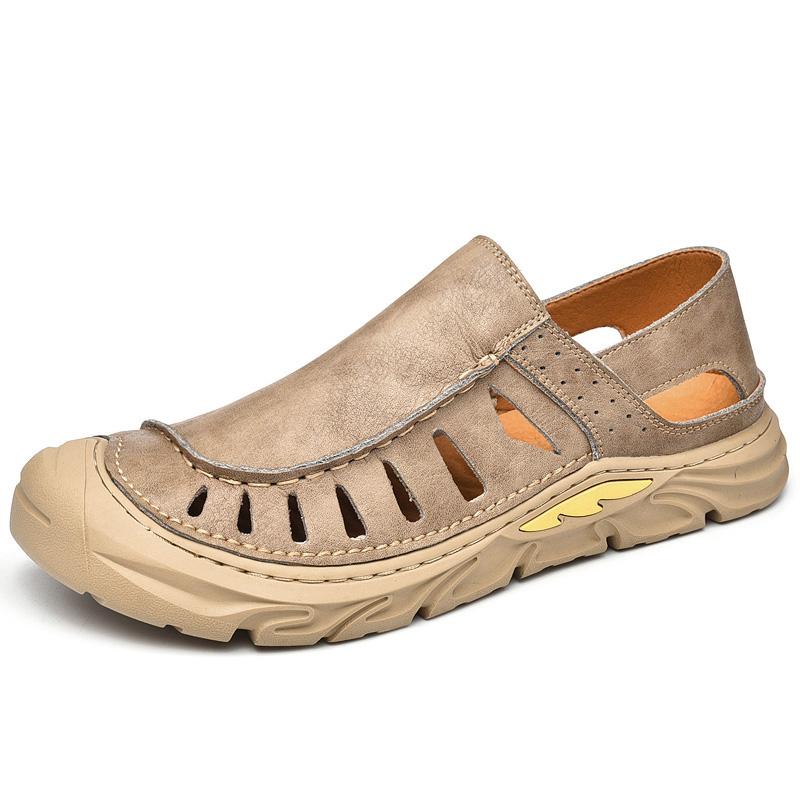 Новые мужские ретро-сандалии, пляжная обувь, походная обувь для активного отдыха, мужская модная повседневная обувь, летняя обувь с выемками на толстой подошве