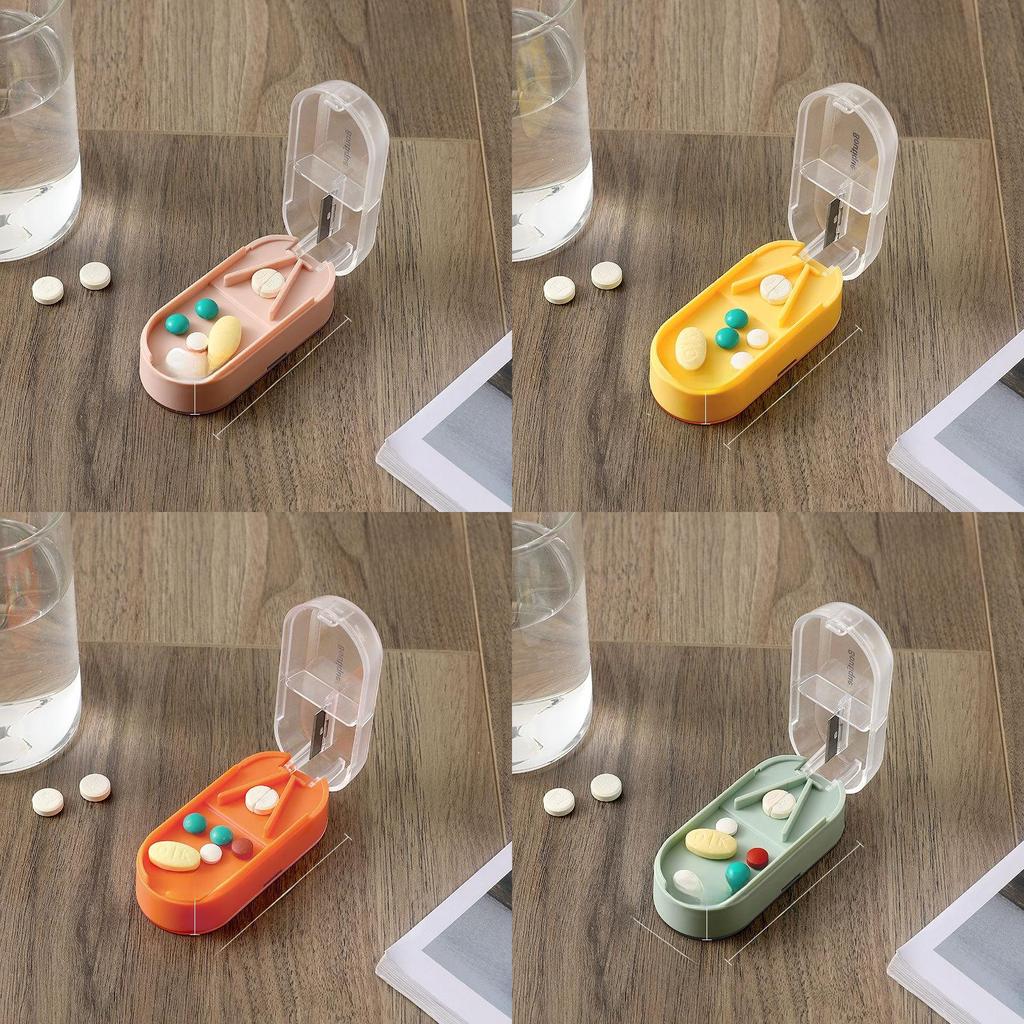Plastic Pill Cutter And Divider Box With Cover For Home And Travel Use