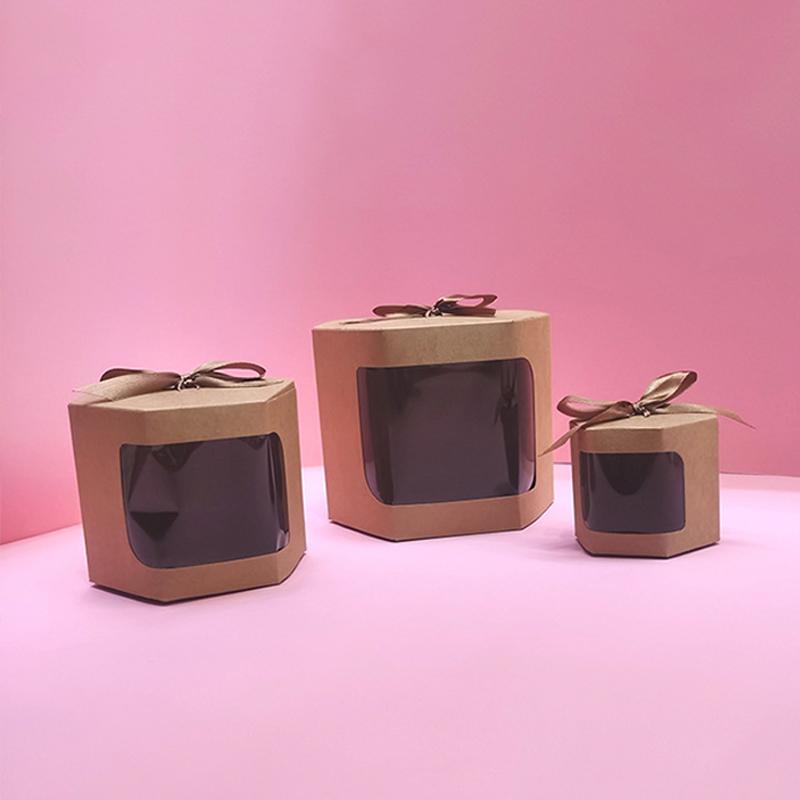 1 шт., подарочная коробка из крафт-бумаги с окном, свадебные сувениры, печенье, конфеты, рождественский подарок, упаковка, украшения для дня рождения, вечеринки