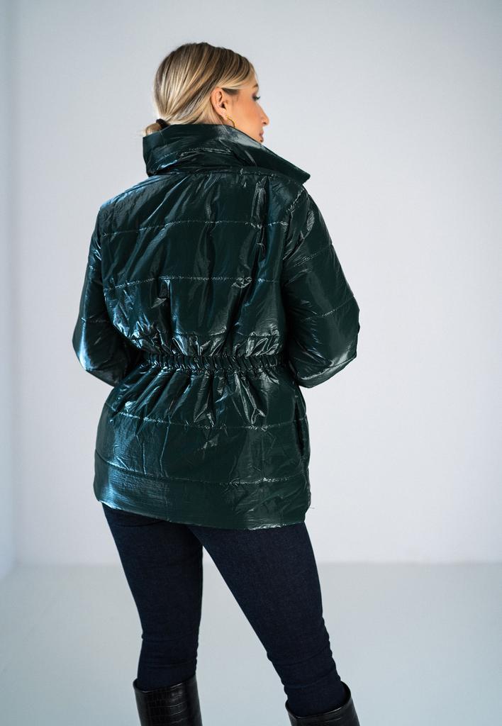 Women' Quilted Jacket - Shiny Women' Jacket - Green M933 Size /