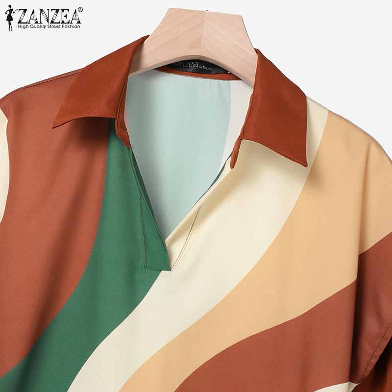 ZANZEA Women Print Blouse and Pants Summer Two Piece Suit Sets