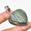 Ювелирный кулон ручной работы с полосатым зеленым опалом, посеребренный 925 пробы, 2,00 дюйма