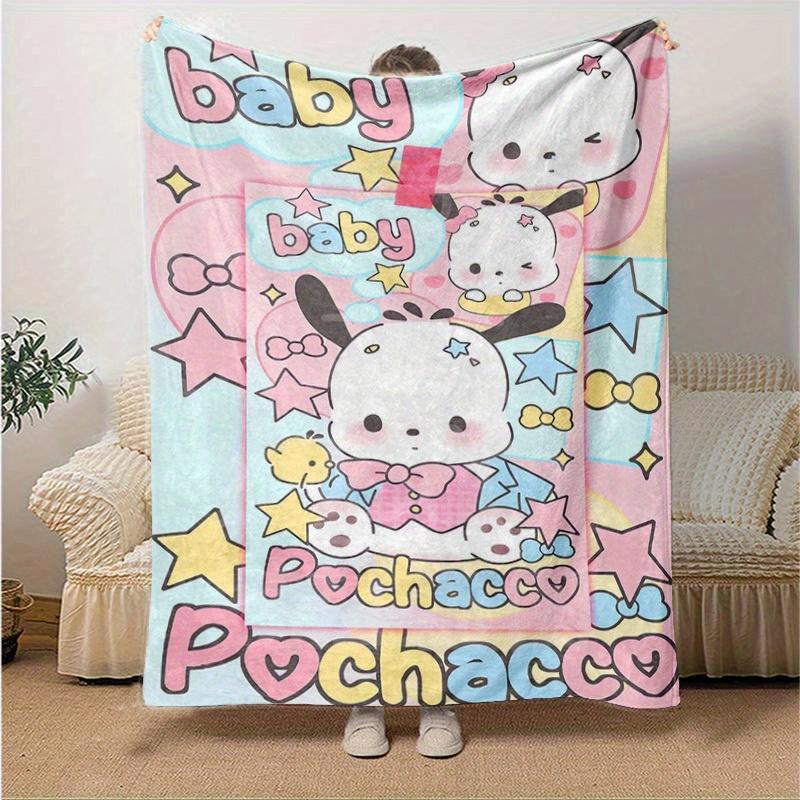 1pc, Sanrio Cute Pochacco Baby Home Decor Flannel Blanket, Perfect Gift for Bedroom, Living Room, Travel, Camping, Car, Beach, Office Nap. Ideal Sofa
