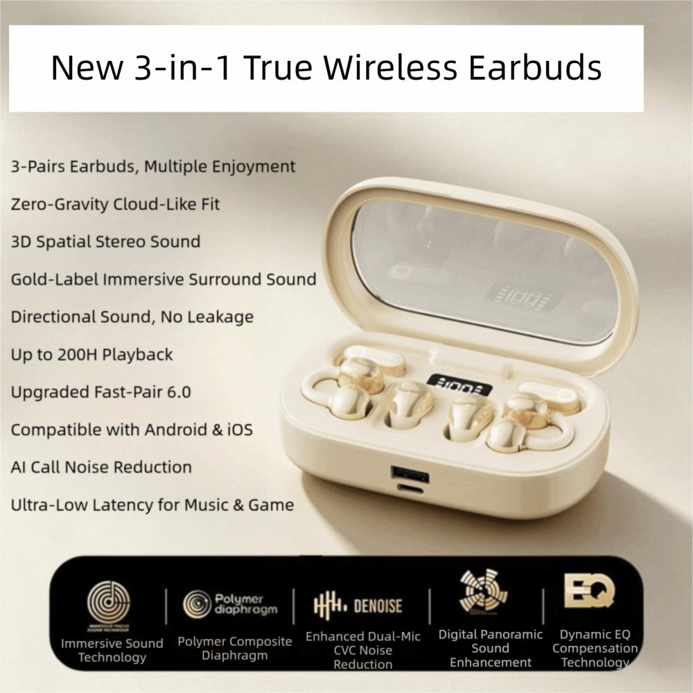 Heavy Bass Wireless Earbuds Noise Reduction Clip On Earphones True Wireless Headphones Daily Use