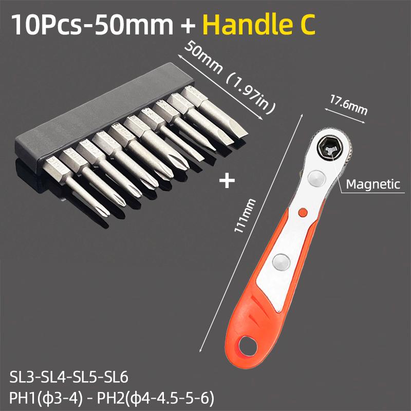 10 шт. набор шлицевых отверток Phillips с плоской крестовой головкой, электрическая отвертка, ручные инструменты S2, стальные магнитные отвертки, сверла