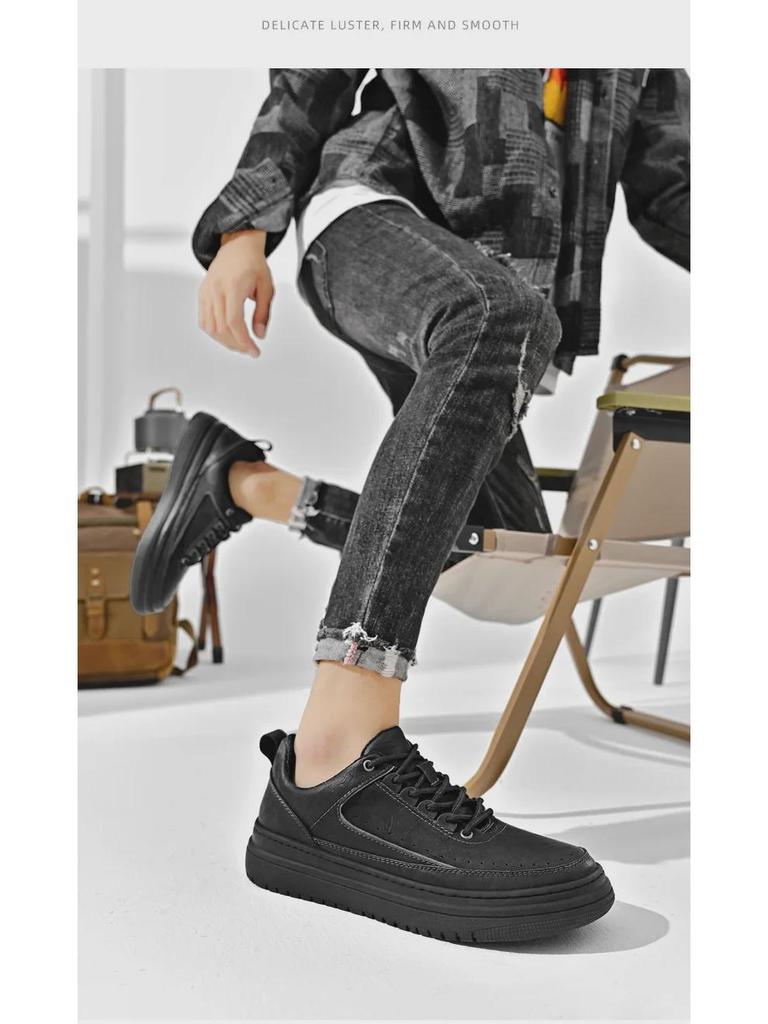 Мужские кроссовки на шнуровке из натуральной кожи с нескользящей подошвой 2024 года