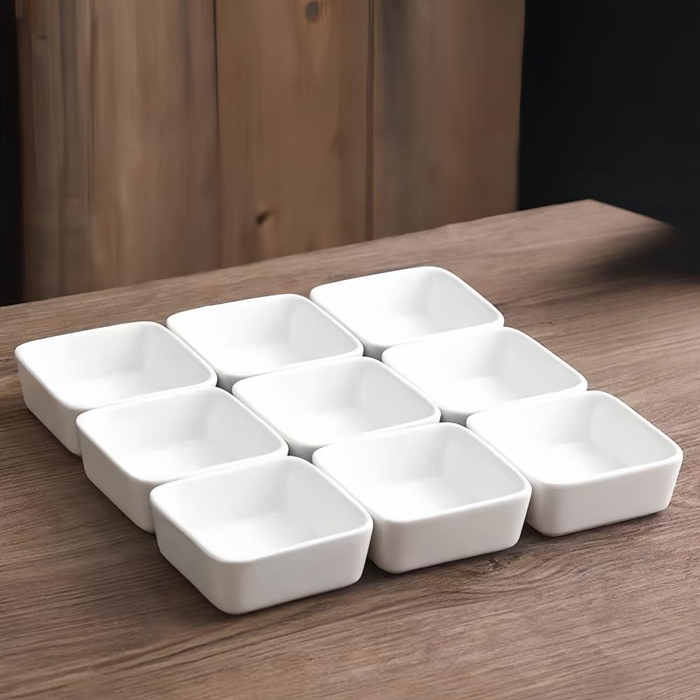 Ceramic white square dish platter, plate, snack side dish plate, hotel-level restaurant, molecular cuisine, sauce, flavor plate