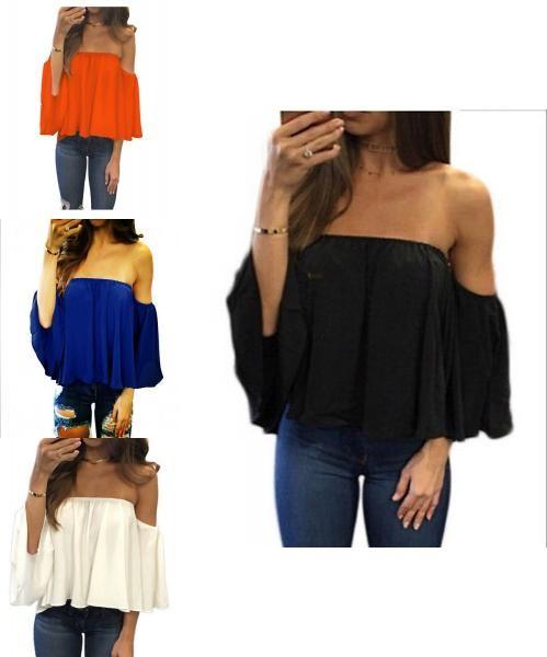 Premium Quality Fashion Women's Summer Off Shoulder Long Sleeve Casual Blouse