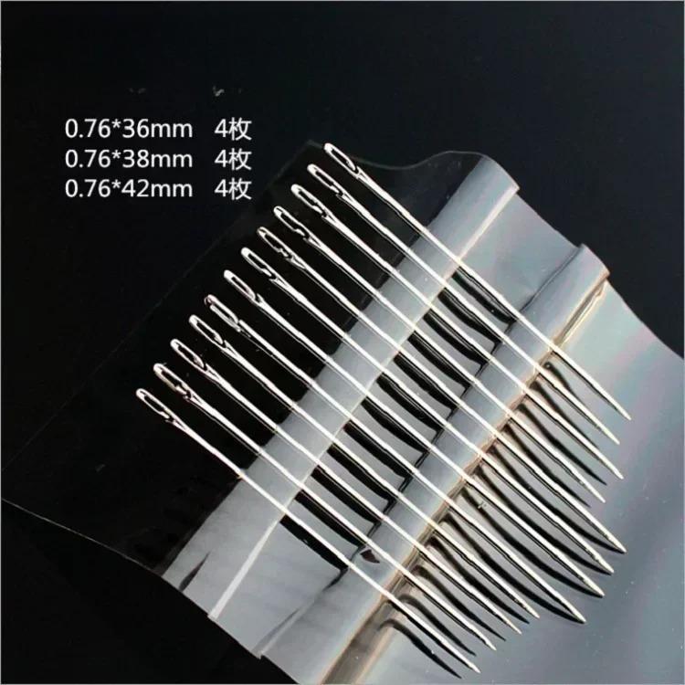 12/6pcs Blind Sewing Needles for Elderly Stainless Steel Big Hole Self Threading Needles DIY Beading Household Sewing Tools