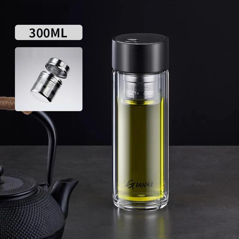 Стеклянная бутылка для воды с ситечком для чая и магнитной крышкой, термостойкая чашка для воды, портативная герметичная офисная бытовая чашка для чая