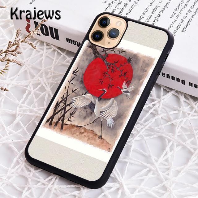 Krajews Japanese Cranes Art Phone Case Cover For iPhone 14 5 SE 6s 7 8 Plus X XR XS 11 12 13 Pro Max Samsung Galaxy S21 S22ultra