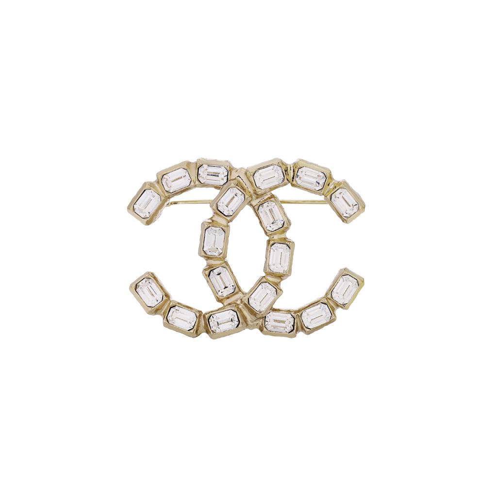 Chanel 23K New Square Diamond Double C Metal Brooch Women brooch Gold ABB978-B14688-NS658