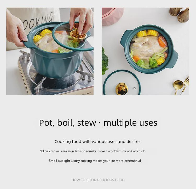 Современная простая матовая глазурь из керамики - жаропрочная, креативная кастрюля для тушения