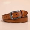 Handmade First Layer Cowhide Belt, Vintage Vegetable Tanned Pure Cowhide Pin Buckle for Men