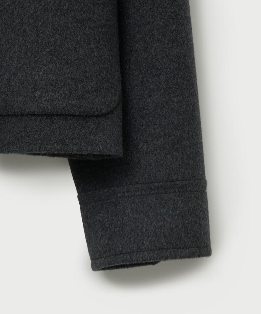 Satur (W) Shearling Collar Wool Blend Jacket Charcoal