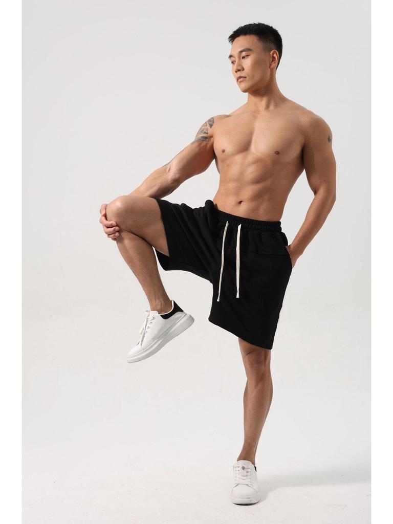 Мужские хлопковые спортивные шорты свободного кроя