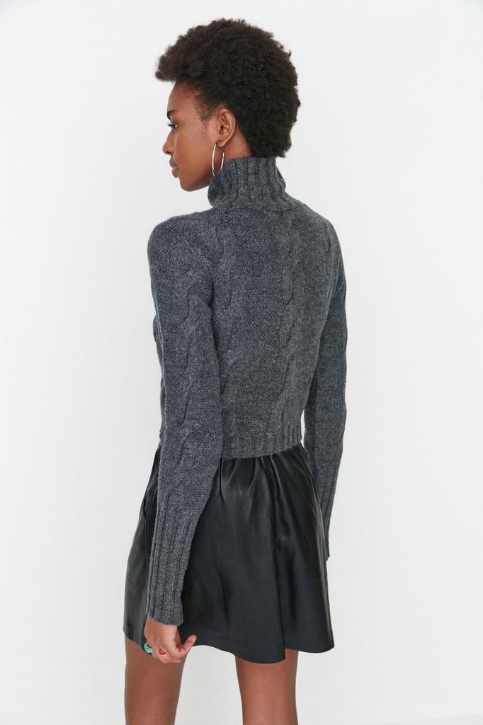 Женский свитер в элегантном стиле, мягкий текстурированный укороченный трикотаж с камнем, свитер