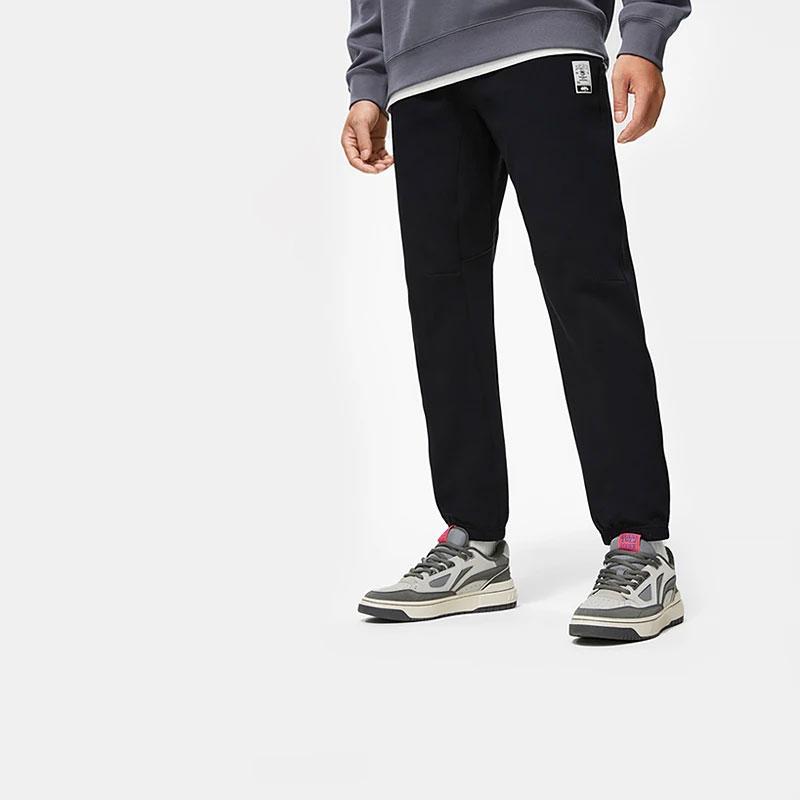 Штаны мужские спортивные Li Ning Badfive из быстросохнущего трикотажа, однотонные, черные AKLT887-2