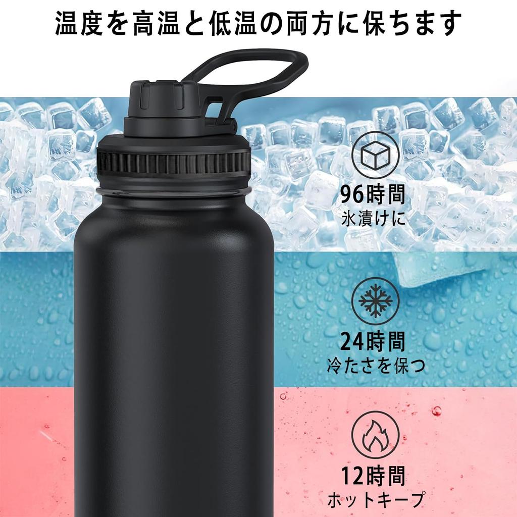 Бутылка для воды BEBAER 1 литр Бутылка из нержавеющей стали Двустенная с вакуумной изоляцией Легкая бутылка для воды 1000 мл Бутылка для воды Большой емкости Широкое горлышко