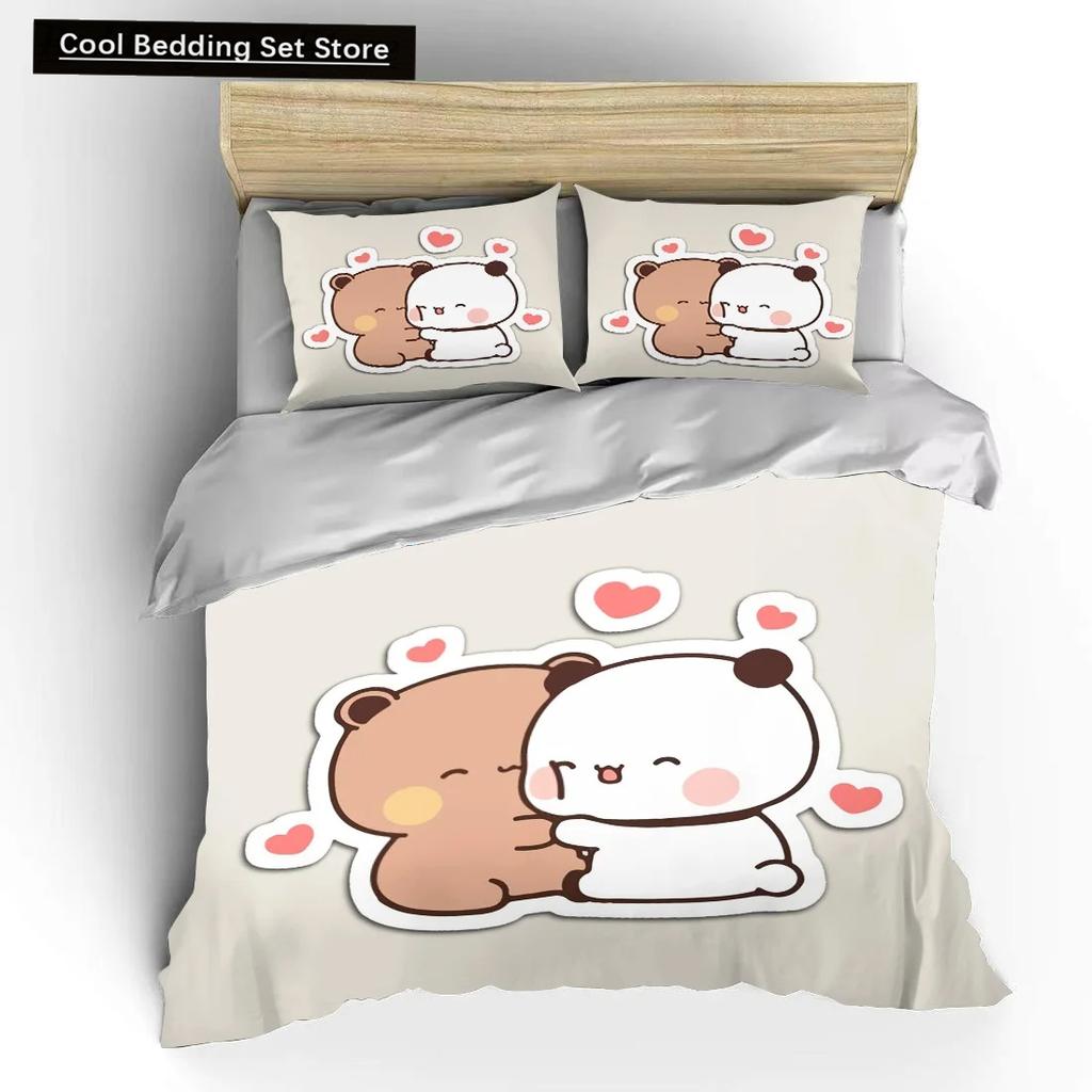 3D Bubu Dudu мультфильм милый медведь Kawaii рождественский подарок King Twin двуспальный детский комплект постельного белья микрофибра или полиэстер пододеяльник комплект