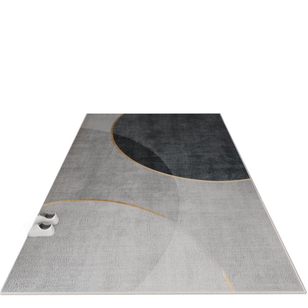 Нескользящий серый ковер Nordic: Универсальный легкий роскошный ковер для гостиной, спальни или использования у кровати.