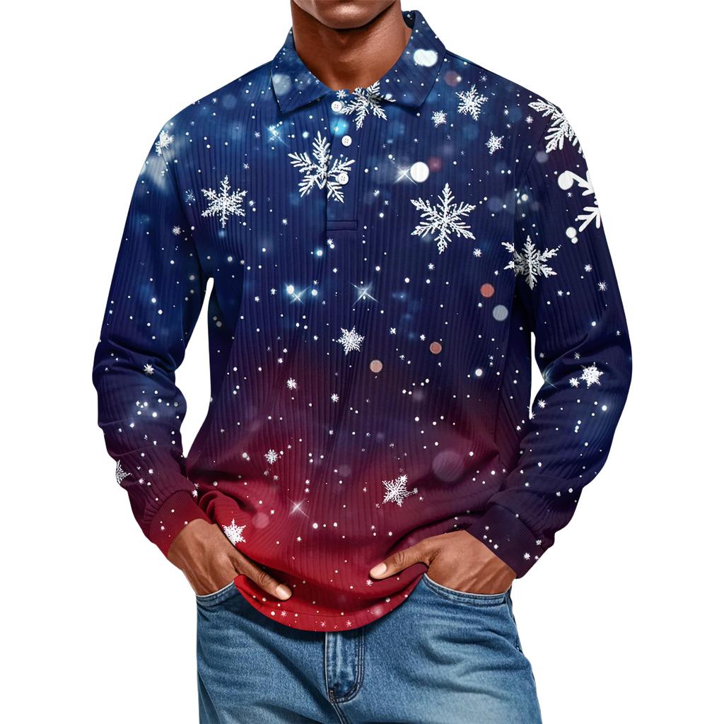 Men's Casual Style Solid Color Loose Shirt Long-sleeved Top