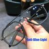 Fashion Double Beam Square Glasses for Men Women Anti Blue Light Black Transparent Eyewear
