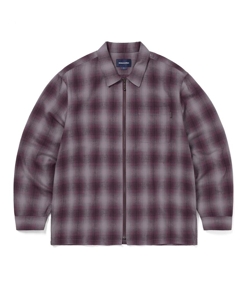 THISISNEVERTHAT Nep Check Zip Shirt Burgundy