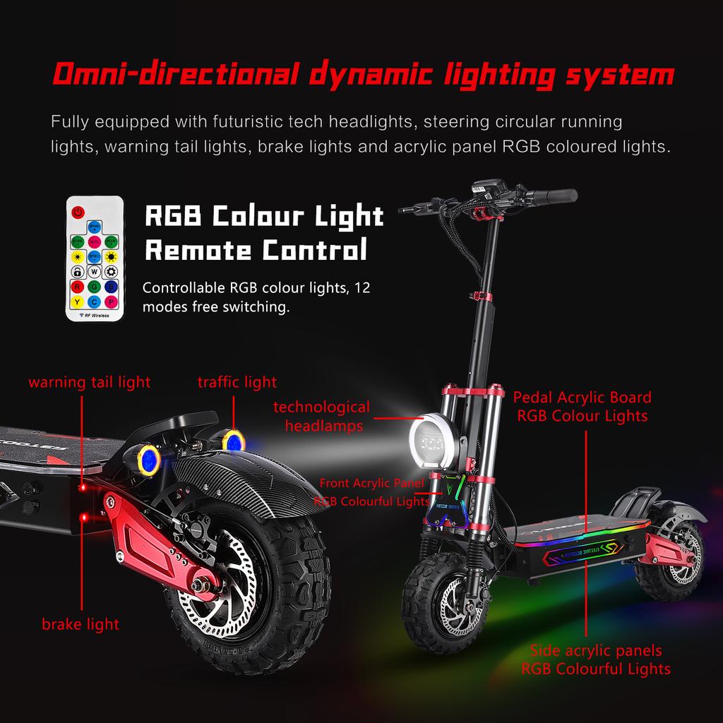 BOYUEDA S5 E-Scooter 6000W Dual Motor 60V38Ah NFC Activation Electric Scooter 11"off-road Tire Intelligent APP Control EScooters