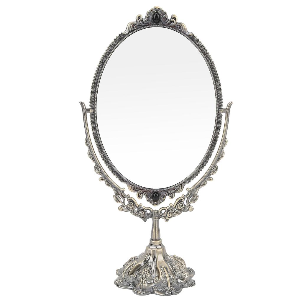 Зеркало для макияжа Европейское Металлическое Ретро Двустороннее Зеркало для Ванной Комнаты Спальни Туалетного Столика(Бронза Большая )