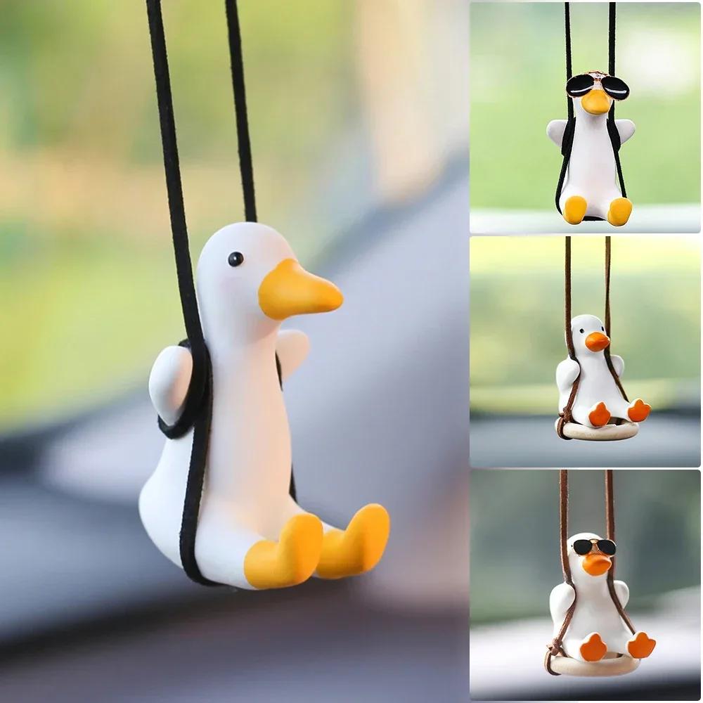 Cute Car Interior Duck Anime Decoration Gypsum Auto Rearview Mirror Pendant for Swing Car Decoration Accessories Dropship